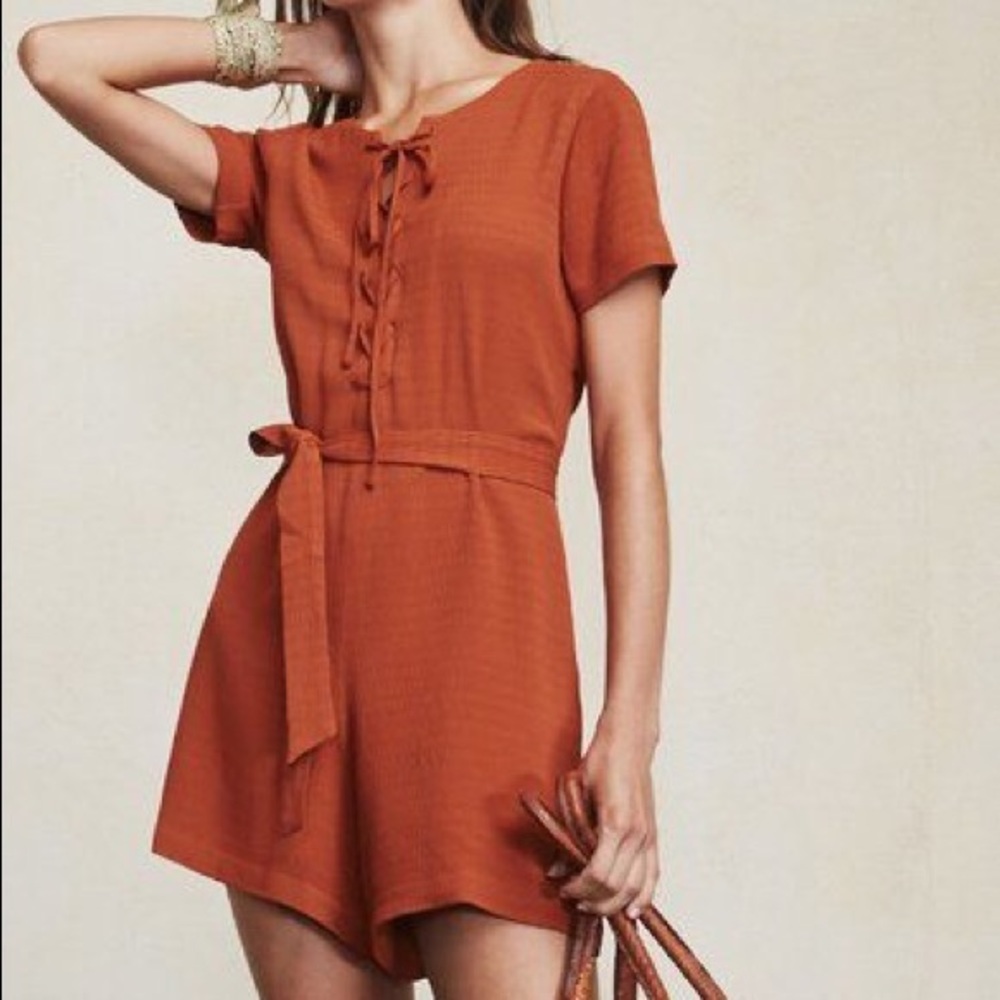 Reformation Corson Lace Up Playsuit XS